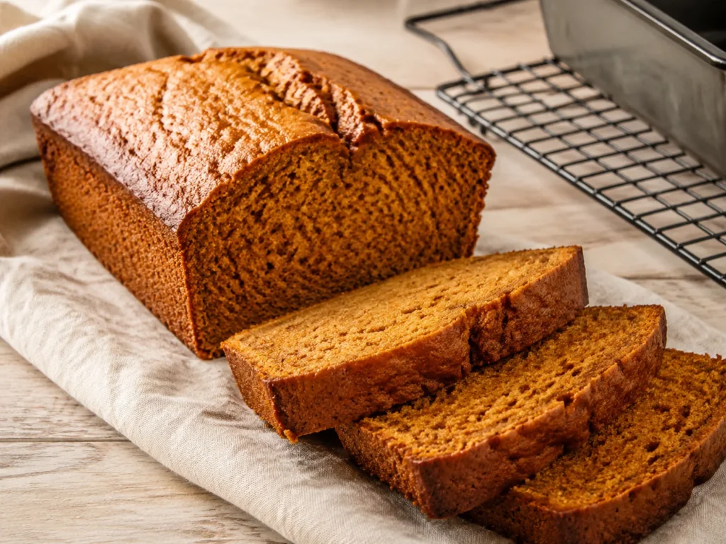 Pumpkin Bread with warm pumpkin color and a freshly prepared texture