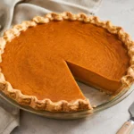 Pumpkin Pie with warm pumpkin color and a freshly prepared texture