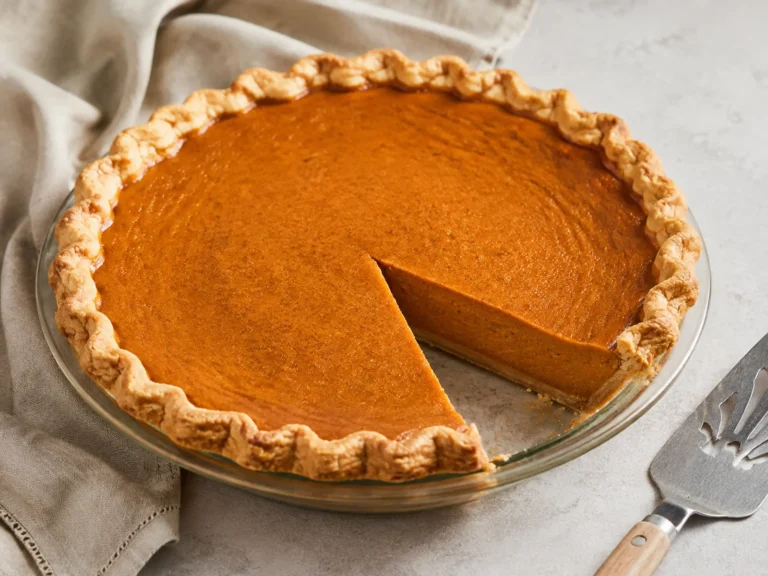 Pumpkin Pie with warm pumpkin color and a freshly prepared texture