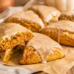 Pumpkin Scones prepared with warm pumpkin color and a creamy seasonal texture