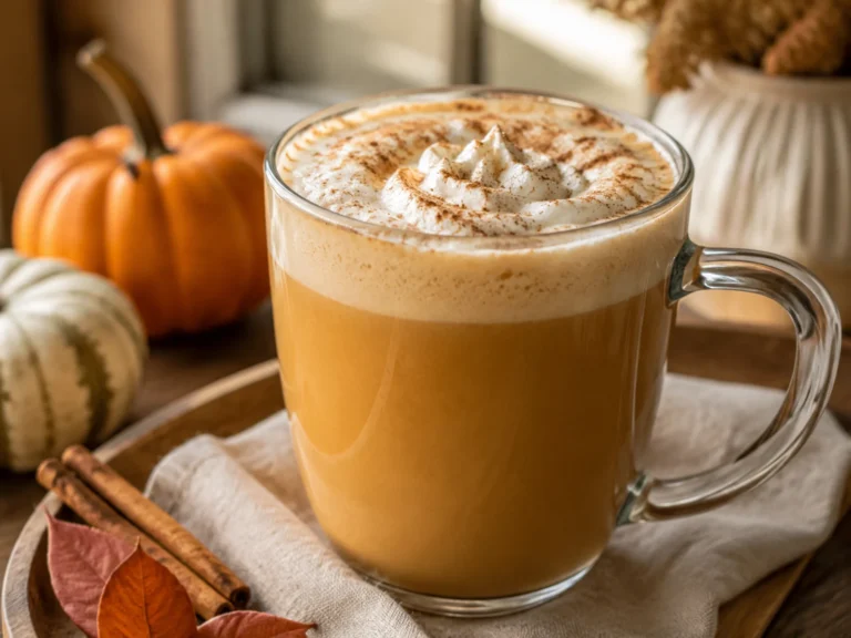 Pumpkin Spice Latte prepared with warm pumpkin color and a creamy seasonal texture